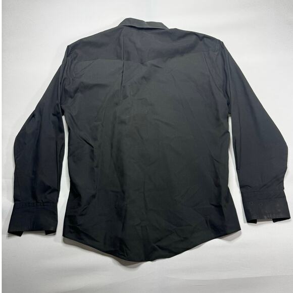 Border Town Men's Long Tail Form Fit Black Rose Embroidered Western Shirt - L - Picture 3 of 5